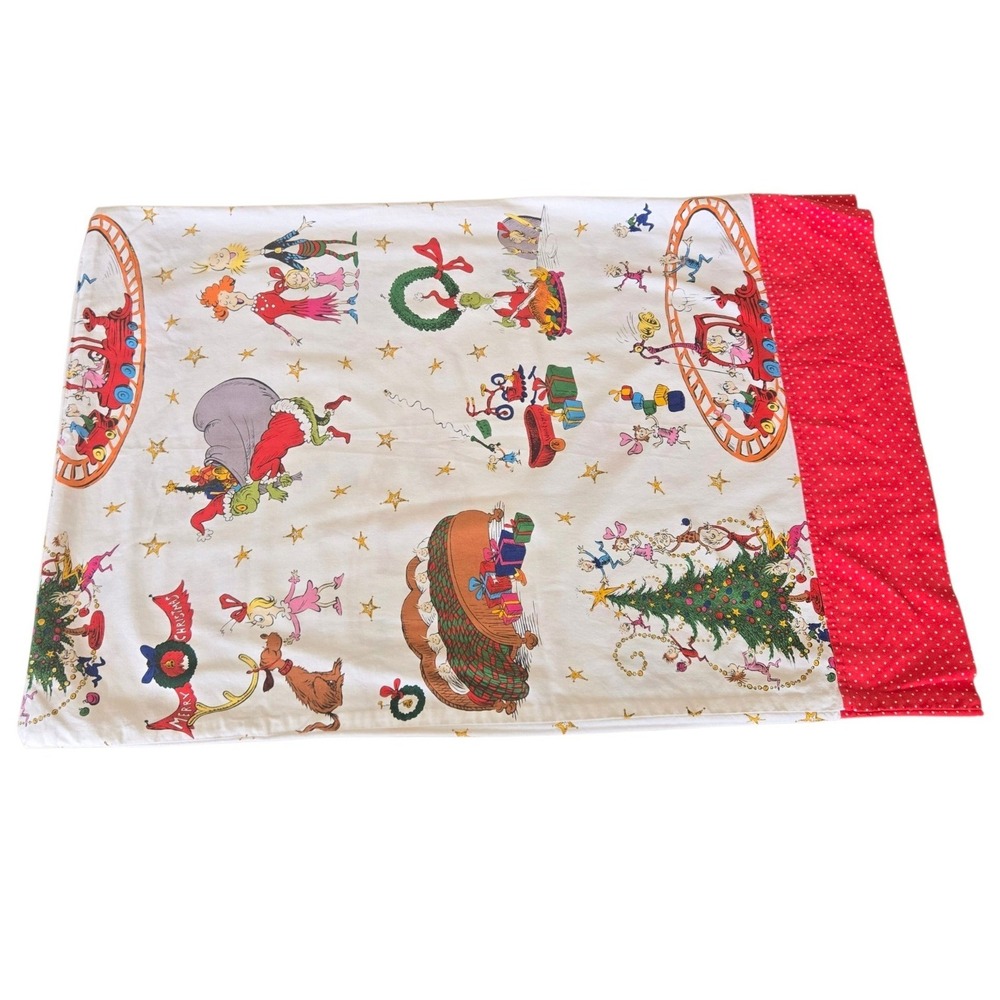 Handmade Dr Seuss Grinch Christmas Pillowcase Robert Kaufman Cindy Lou Who Max
